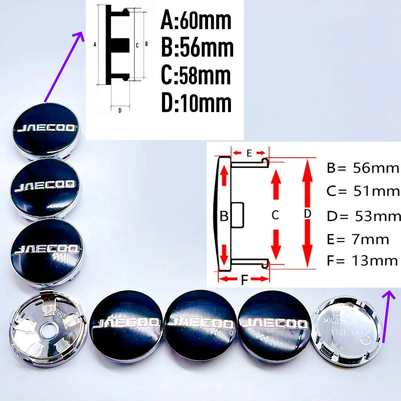 4PCS 56MM 60MM Wheel Hub Cap JAECOO Logo Sport Rim Cover Wheel Center Cap Badge covers sticker Decals Styling accessories