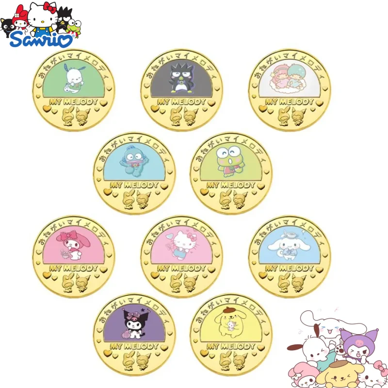 Sanrio kuromi olá kitty pochacco hangyodon bonito kawaii periférico moedas comemorativas criativo dos desenhos animados ornamentos presentes do feriado