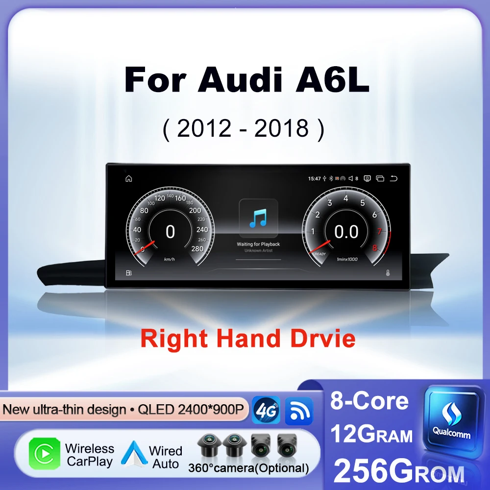 

Навигационная GPS-система для праворульных автомобилей Audi A6L 2012-2018, беспроводной CarPlay, Android 15, автомобильная мультимедийная система, радио, GPS-навигация, 4G, Wi-Fi