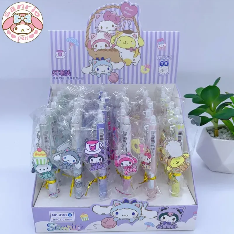 

Sanrio Cartoon Erasable Gel Pen Melody Kuromi 18/36pcs Kawaii Student Stationery Blue 0.5 School Office Write Tool Wholesale Box