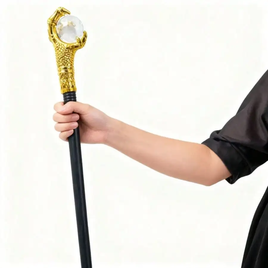 Halloween Scepter Prop, White Bead Claw King Queen Prince Princess Cosplay Handheld Accessory for Stage Performance Party Dress‑