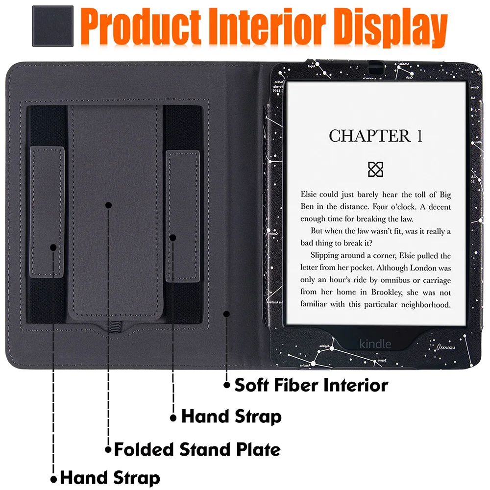 6.8 인치 킨들 페이퍼 화이트 (11 세대-2021) 및 페이퍼 화이트 시그니처 에디션용 스탠드 케이스-PU 가죽 슬리브 커버, 핸드 스트랩 포함
