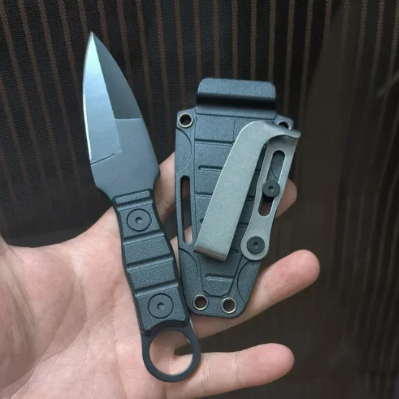 2024 Mini cuchillo recto de aventura para acampar al aire libre, cuchillo de supervivencia de autodefensa portátil edc con funda K, alta dureza