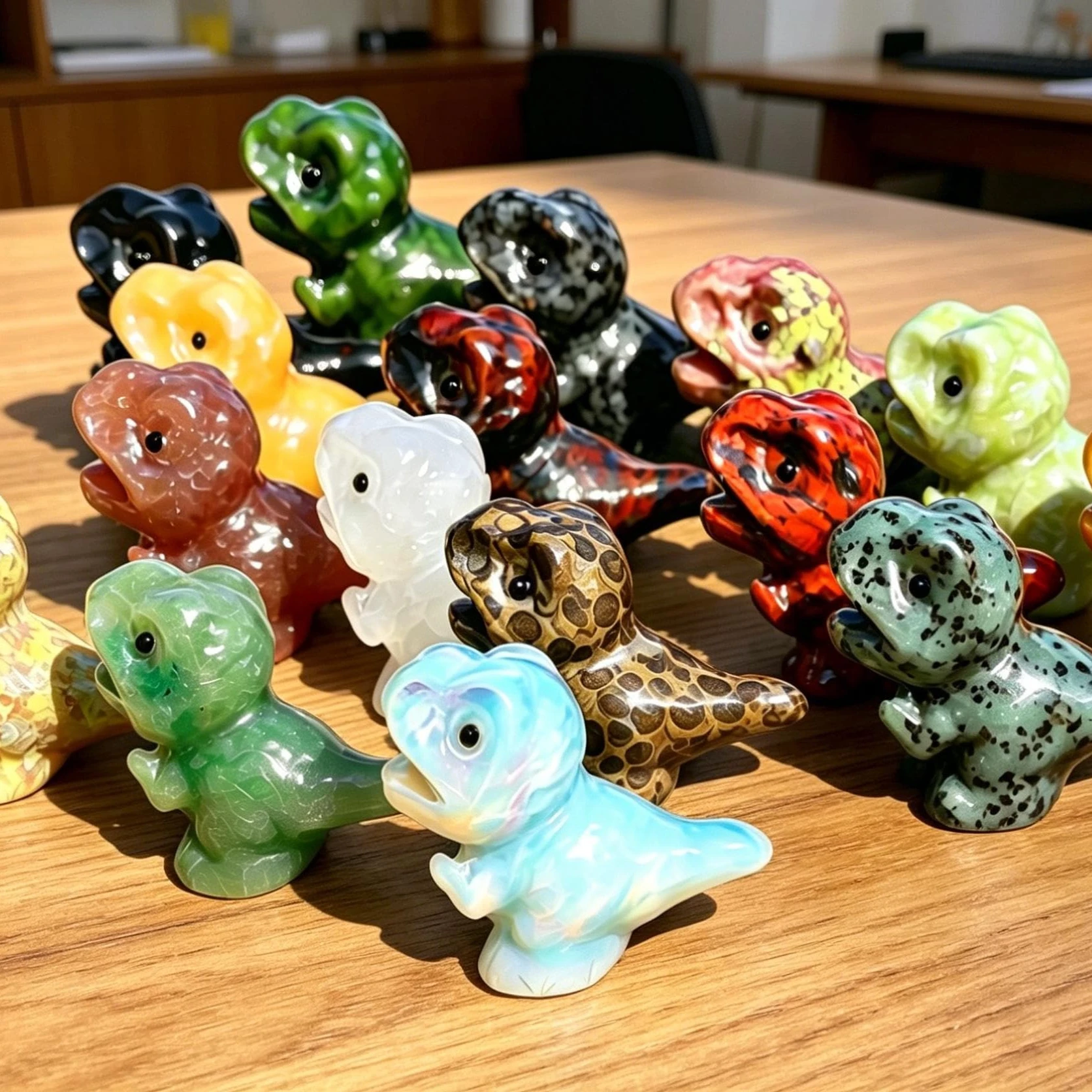 1pc  Mixed Crystal Carved Dinosaur Figurine, Hand Carved tyrannosaurus Crystal Statue, Healing Crystal Home Decor,