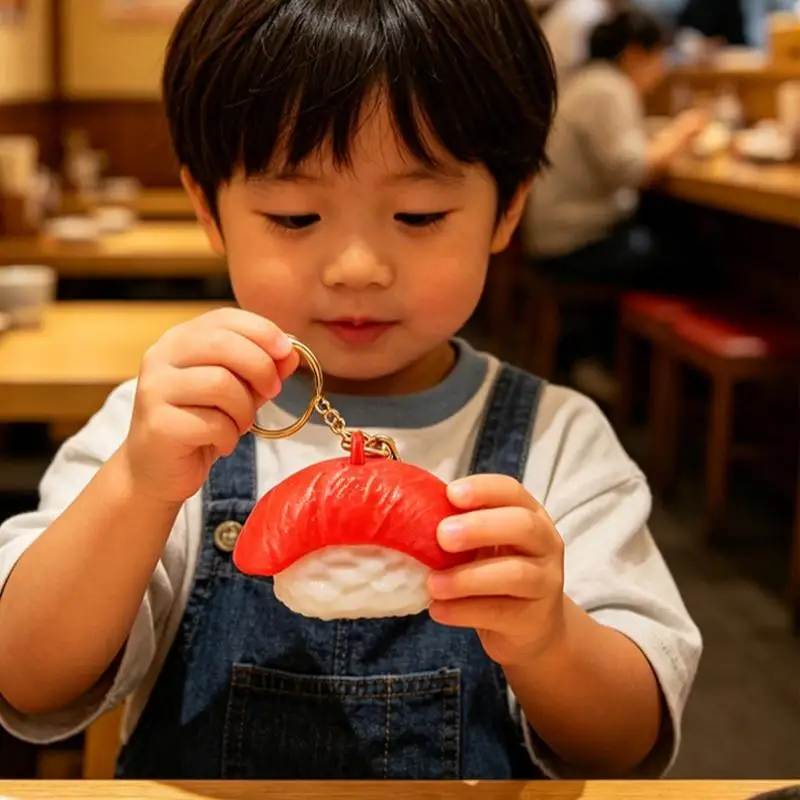 1 Stück Sushi 3D-gedruckter Clicker-Schlüsselanhänger, niedliche Simulation, umweltfreundlicher Fidget-Schlüsselring aus PLA, verschiedene Stile, Stressabbau-Taschenanhänger – Detail 6