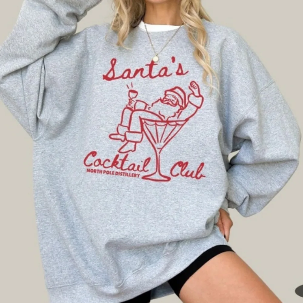 Drôle joyeux noël Martini femmes sweat noël Cocktail sweats à capuche Santa Coctail Club pull hiver sweats à capuche femmes