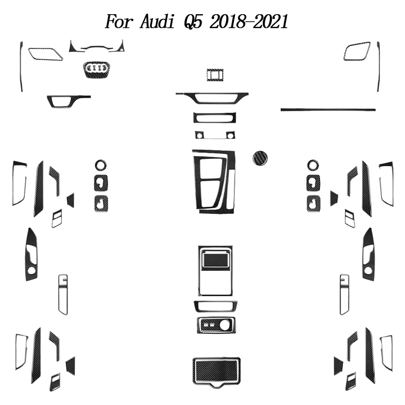 Para Audi Q5 2018-2021 accesorios de coche Interior manija de puerta de fibra de carbono marco Ornamental de reposabrazos caja de espera pegatinas decorativas