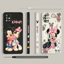 Mickey Minnie Pink For Samsung Galaxy A73 A53 A33 A52 A32 A22 A71 A51 A21S A03S A50 4G 5G Liquid Left Rope Phone Case