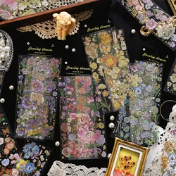 3 pcs Bronzing Flowers Stickers aesthetic Diy Labels Decorative Scrapbooking material accessories Diary Album Stationery Sticker