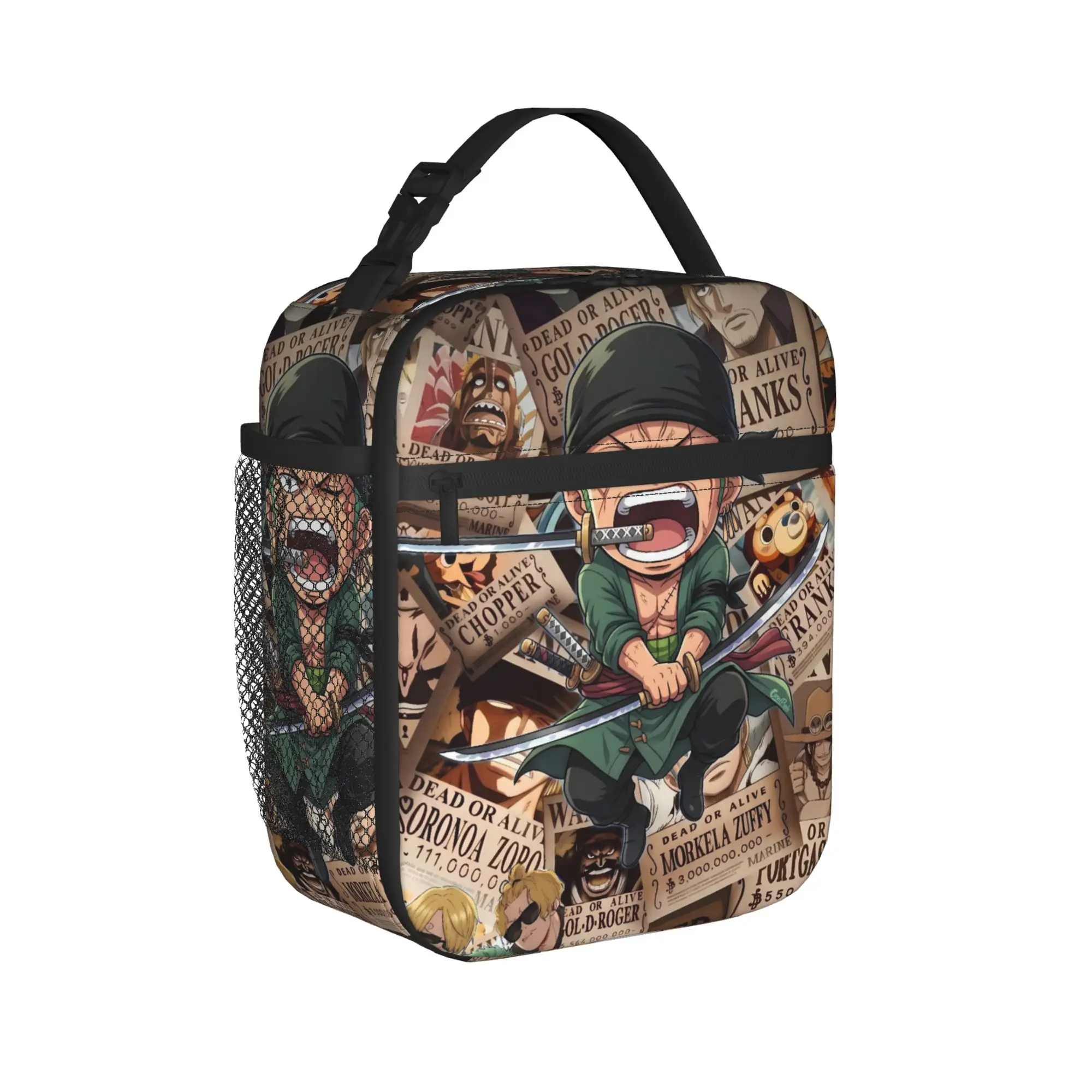 Zoro Village Manga Lunch Bag Ones Pieces Picnic Lunch Box For Girl Boy  Funny Print Thermal Tote HandbagsPortable Cooler Bag
