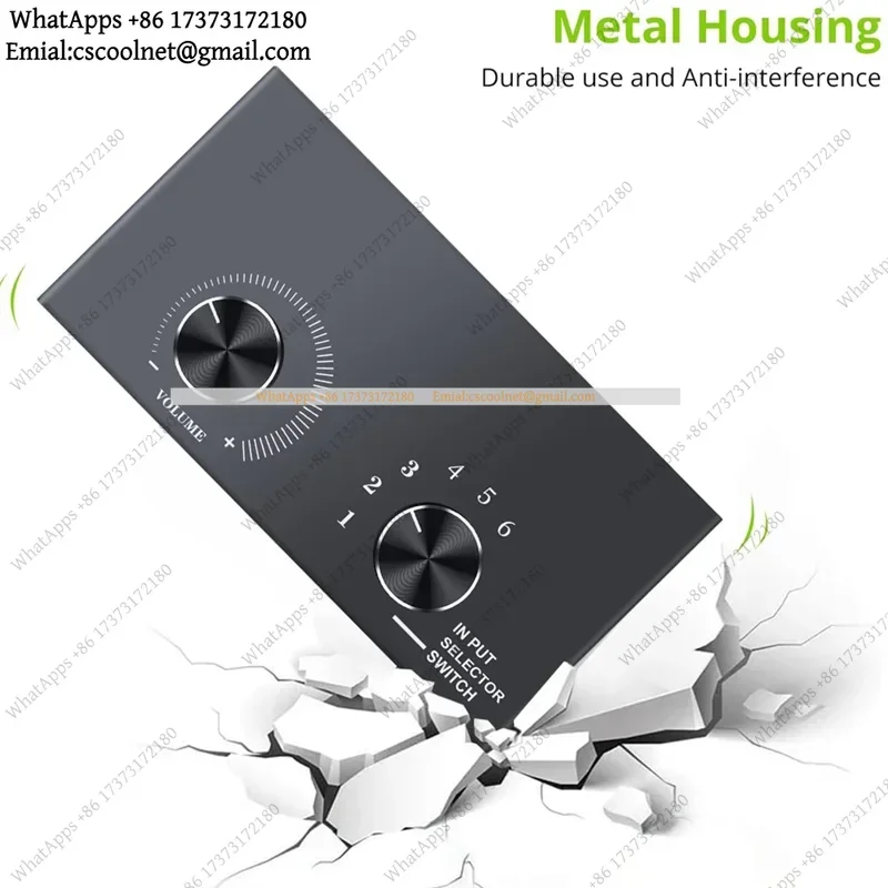 6 Port 3.5mm Audio Switcher Bidirectional Switch 1 in 6 Out 6 in 1 Out for PC Phone Headphone Speaker