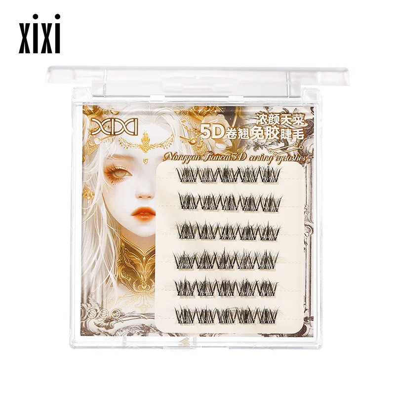 Xixi Thick Yan Tiancai 5D curling free glue eyelashes natural thick trilogy segment simulation cartoon eyelashes