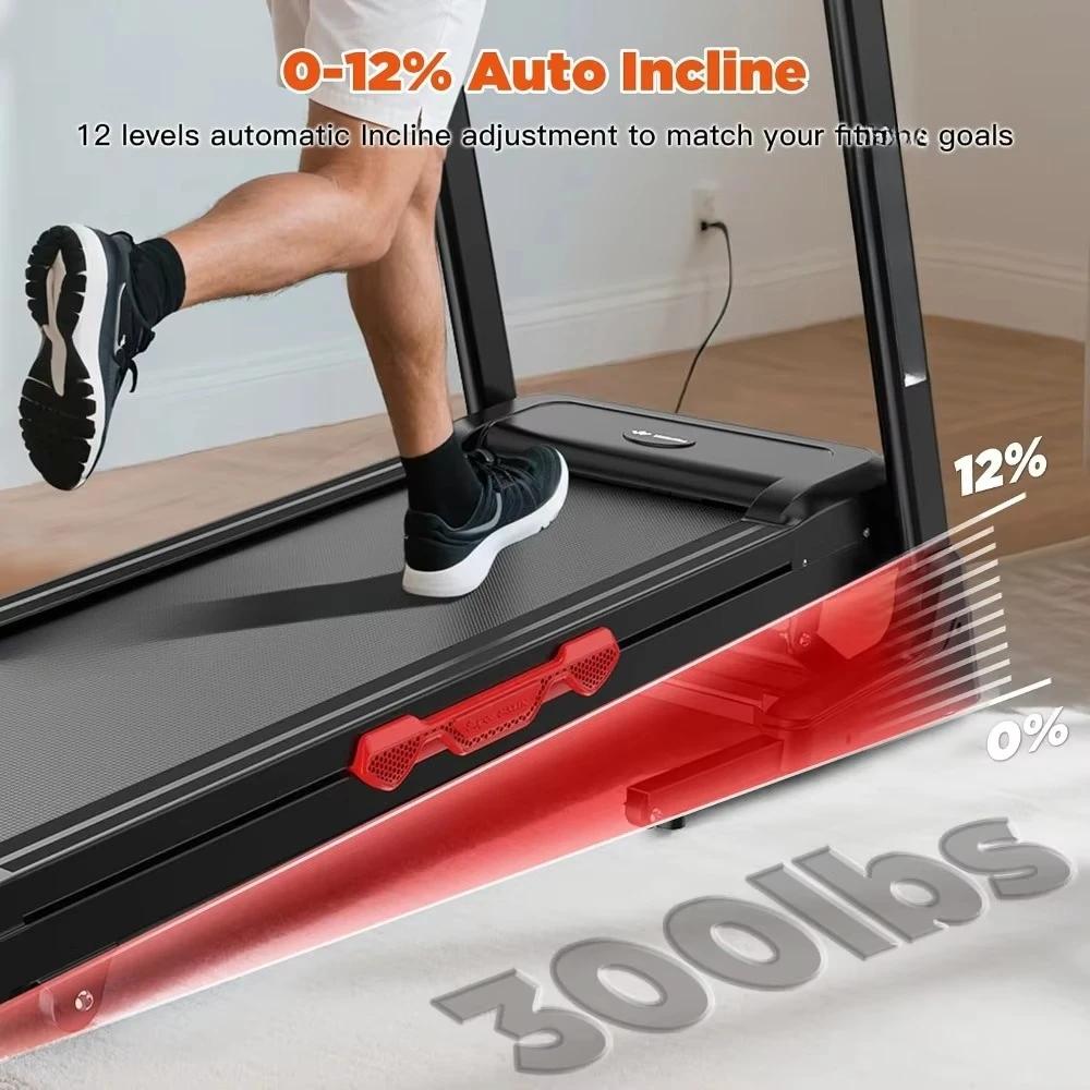 3.5HP Folding Treadmill Auto Incline 300lbs 8MPH 17