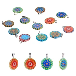 20pcs Handmade Millefiori Lampwork Pendants Flat Round for Bracelet Necklace DIY Jewelry Making Crafts Decor Accessories