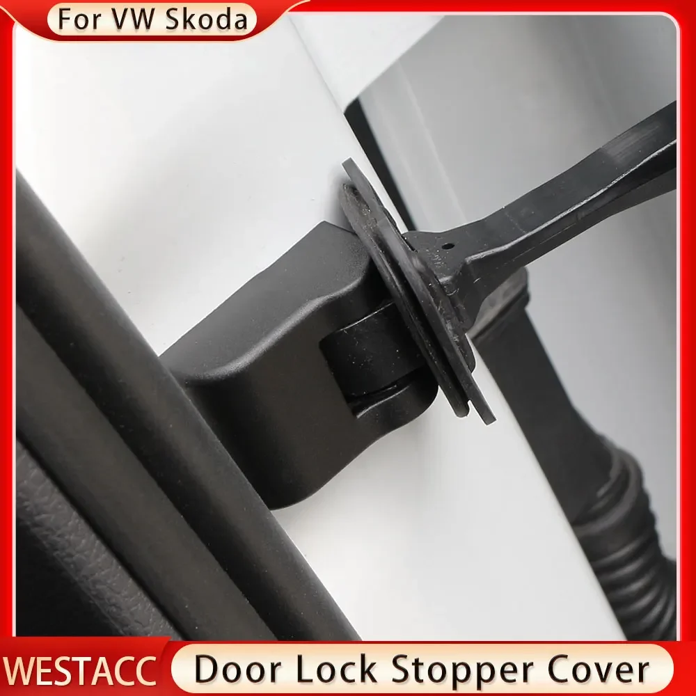 4Pcs Door Lock Cover Stopper Protection Sticker for VW Jetta Golf Polo Passat B5 B6 B7 CC for Skoda Octavia A7 Fabia Rapid Yeti