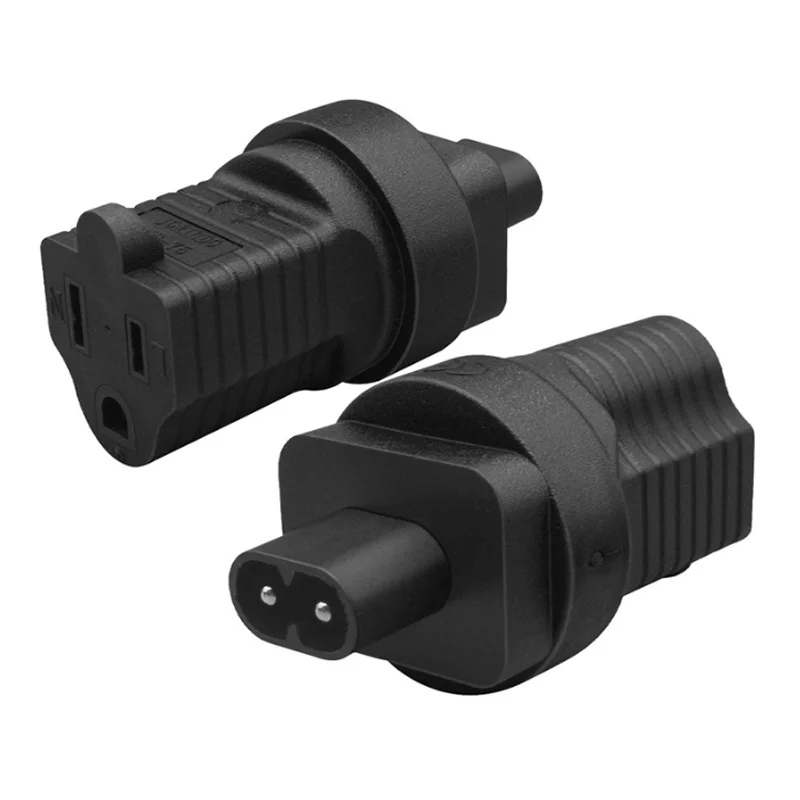 Black PVC copper US 5-15R to IEC320-C8 multi-purpose plug socket converter Applicable to the USA Canada Mexico Colombia Japan