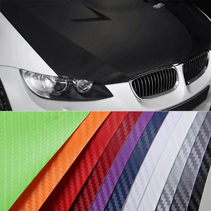 

30cm x150cm 3D Carbon Fiber Wrap Vinyl Covering Film Sticker Decal Roll Sheet w/ Bubble Free 12"x60" Black White Red Gold Silver