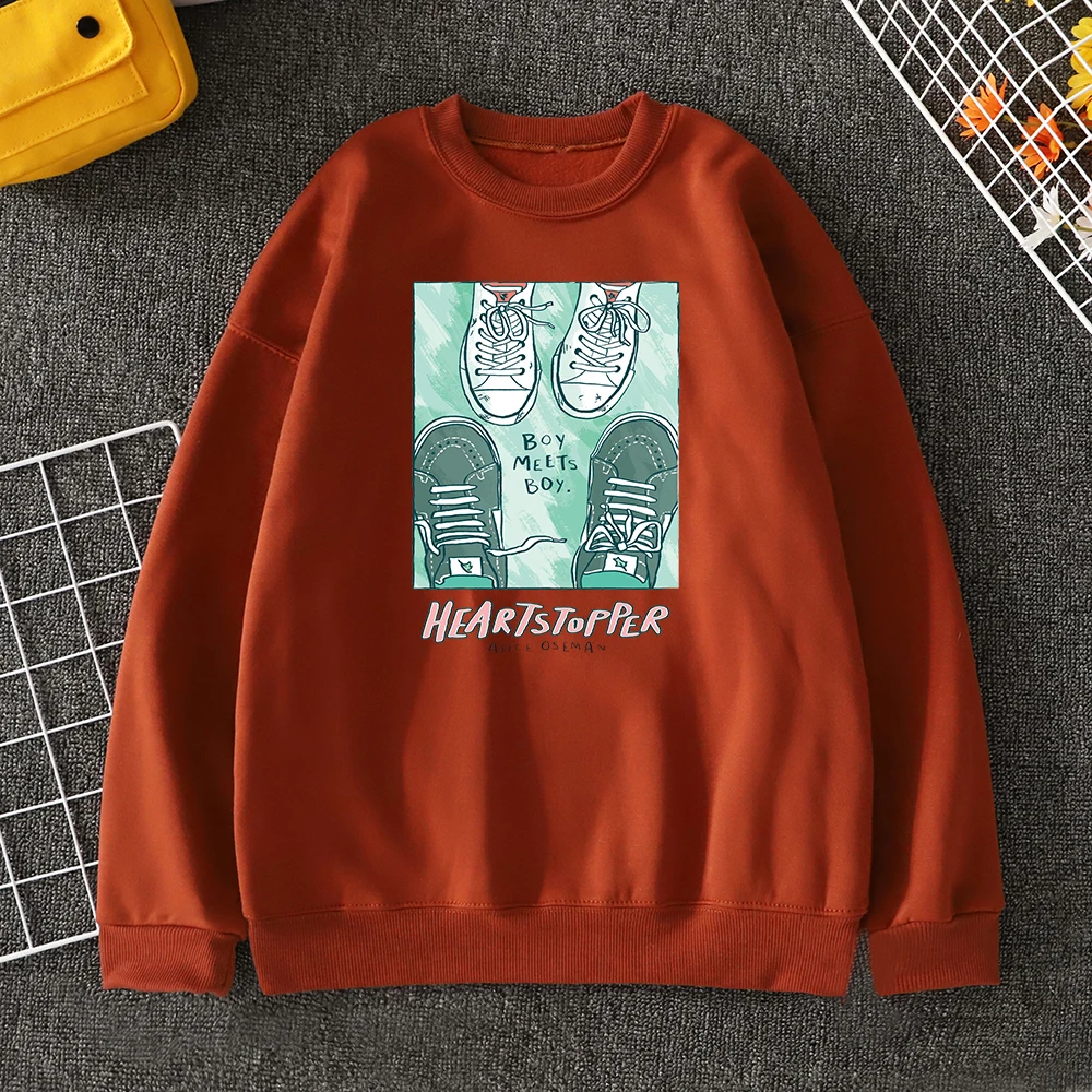 Heartstopper cartaz a3 sapatos manga masculina com capuz casual solto roupas moda crewneck pulôver coreano manga cheia mans spotswear