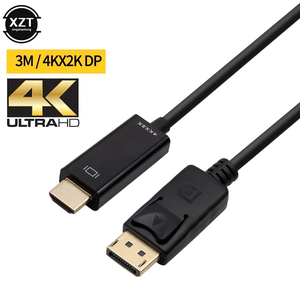 4K 30Mhz Displayport to HDMI-compatible 4K cable adapter 1080P converter cable for HP Dell Lenovo Asus PC laptop monitor 1.8M 3M