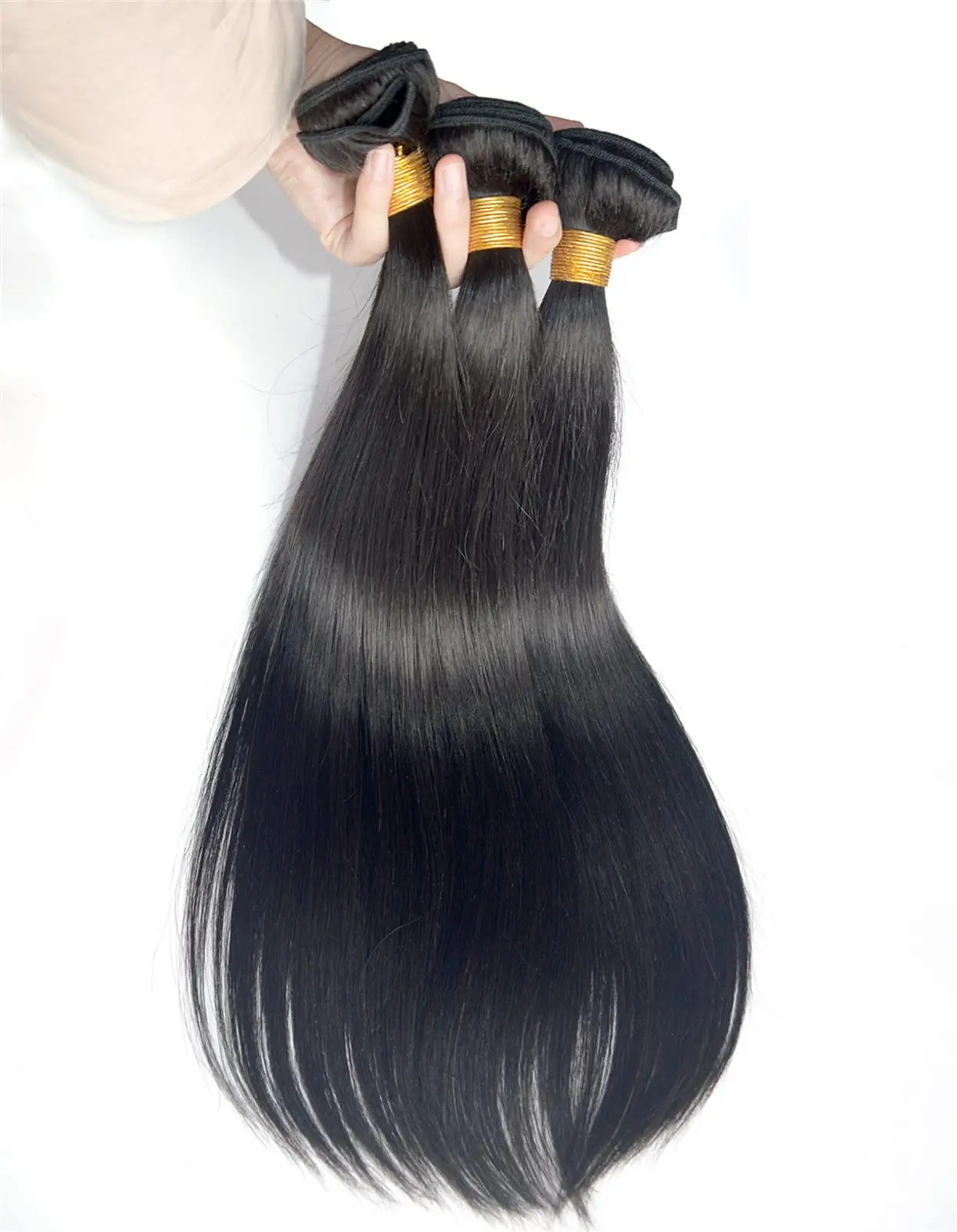 Straight Hair Double Weft Full Head 3 Bundles Thick Sew In Hair Extensions 100% Human Hair Brazilian Virgin Straight Hair Weave Bundles For Women