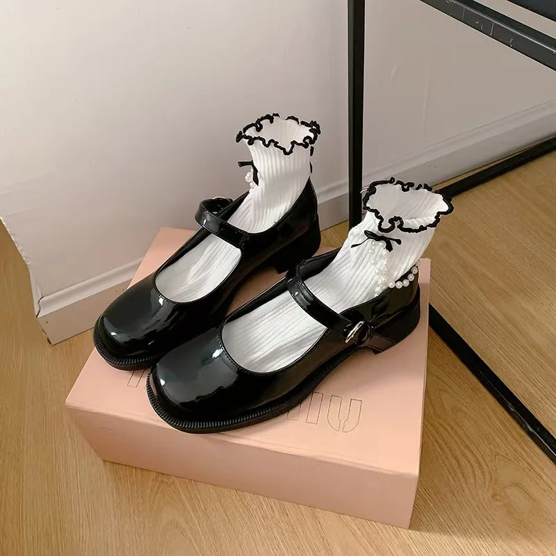 

Vintage Japanese Style Women's Flats Thick Soles Round Toes Versatile Summer Shoes For Students Casual Comfortable Slip-ons