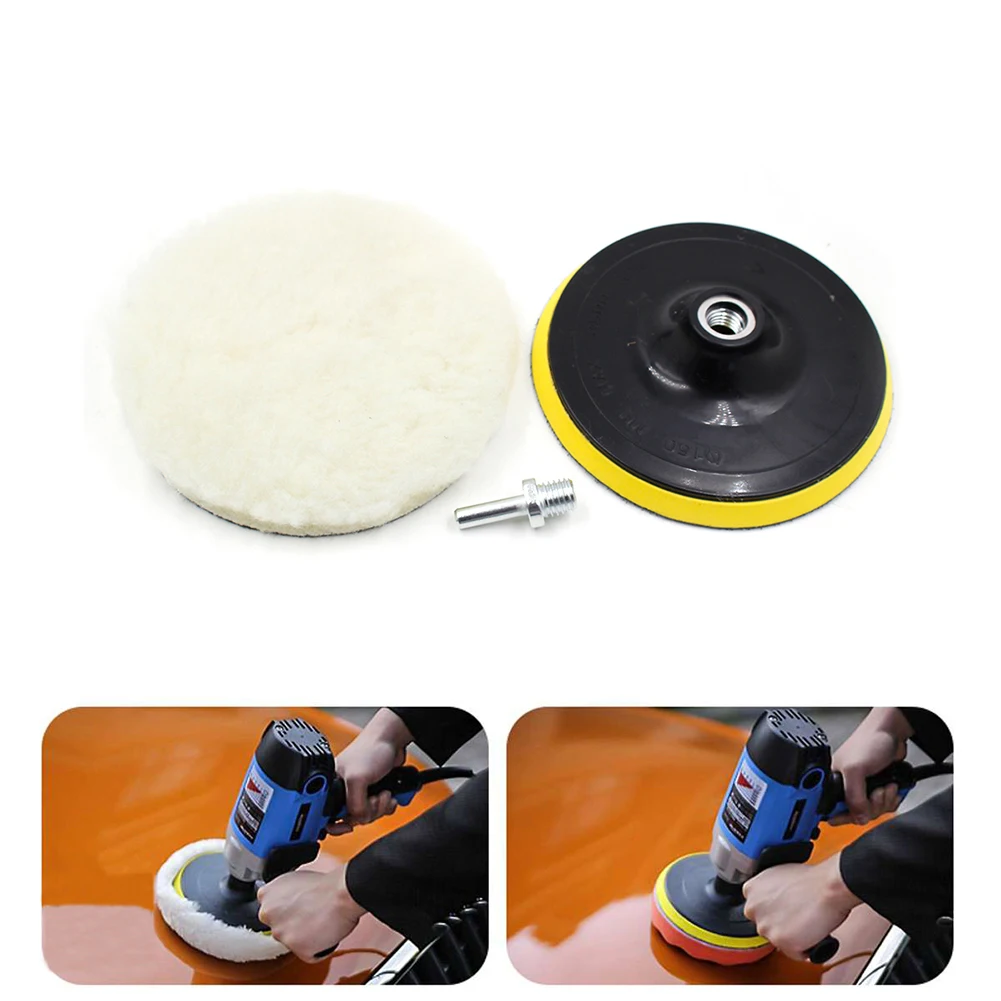 8Pcs/Set Polishing Pad Polish Buffer Drill Wheel 3/5/6/7 Inch Self-Adhesive Buffing Waxing Sponge Wool Wheel for Drill Adaptor