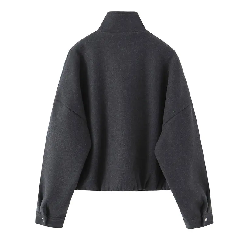 Fall 2026 Women's Fashion Versatile Stand Collar Flight Jacket Top Outerwear Loose Fit Short Length Other Material 100%