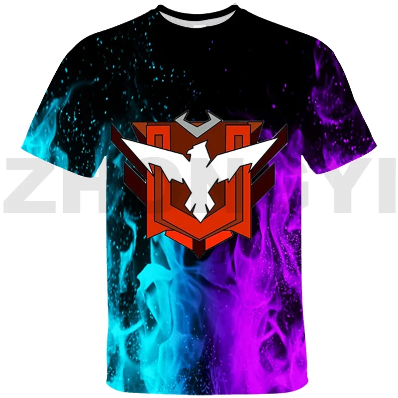 Z japonii Harajuku wolny ogień Garena 3D koszulka śmieszne kreskówki odzież uliczna Top w stylu Casual, letnia krótki O-Neck Tees ponadgabarytowych T Shirt