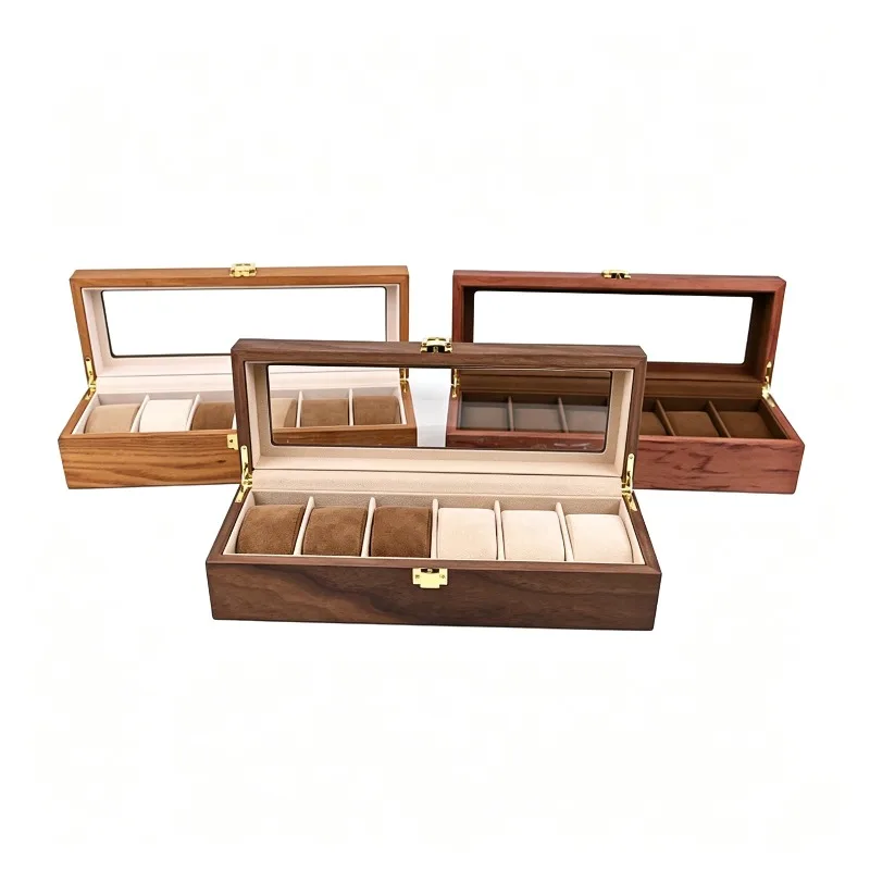 Suitable for 2 3 6-digit watch box retro wooden watch storage box display wooden box