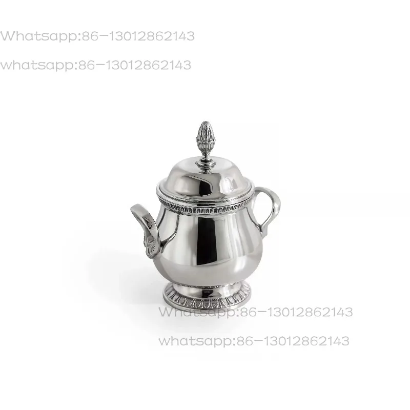 European Stainless Steel Coffee Teapot and Mirror Tray, Elegant Afternoon Tea Decor Plate for Cafe & Home Tabletop