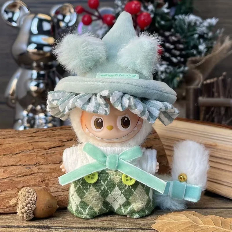 Para V4 Labubu, ropa de aventura de elfo de varias series, pantalones con pechera, monos con colgante temático de animales, accesorios de disfraz