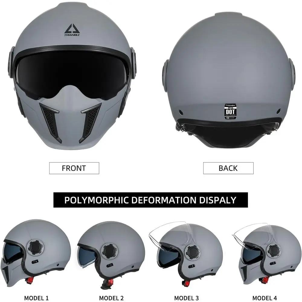 خوذة موتوكروس ثنائية القناع للرجال والنساء مع واقي من الشمس، معتمدة من وزارة النقل، رمادي، كبير #5