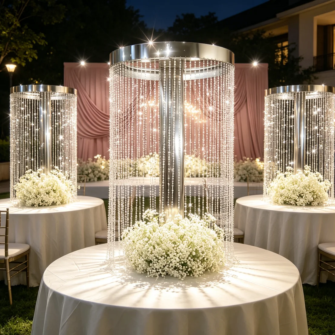 3pcs to10pcs )60-100cm Wedding Hanging Crystal Chandelier Event mirror gold Props Table Centerpiece Ceiling stand Wedding Decor