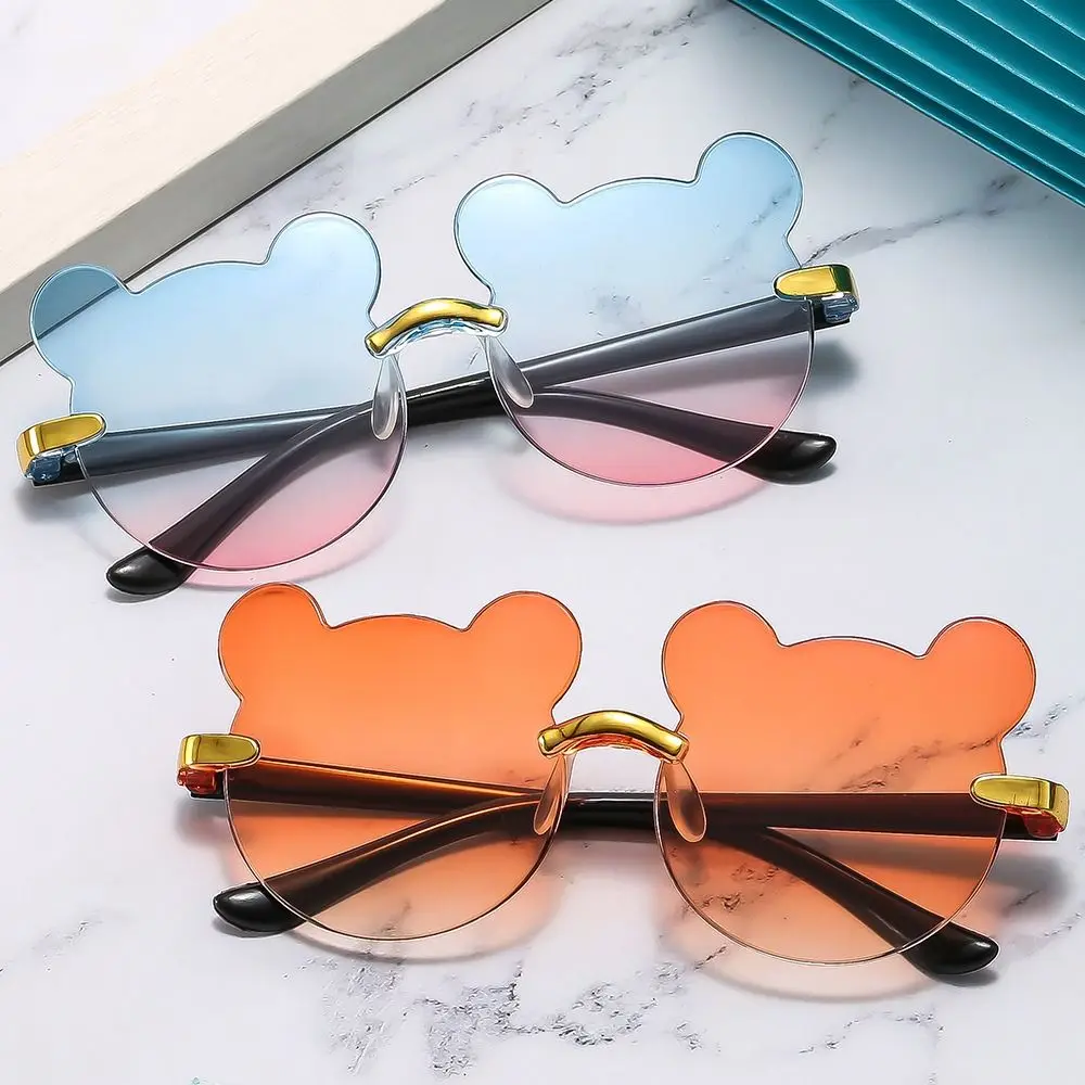 

Cute Cartoon Bear Kids Sunglasses UV385 HD LENS Eyewear Beach Outdoors Children Rimless Sun Glasses for Boys Girls