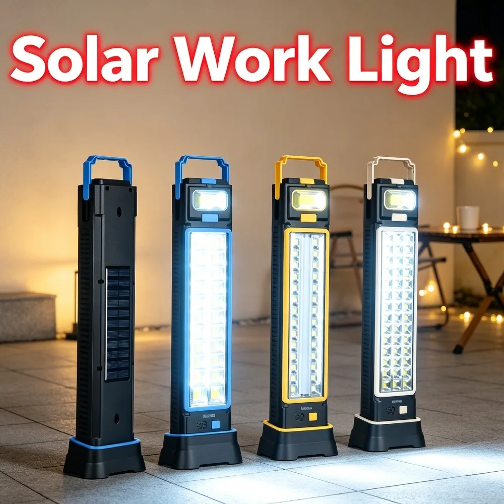 Solar Rechargeable LED Flashlight Multifunctional USB Torch Household Inspection Lamp for Power‑Failure Camping Tent Emergency