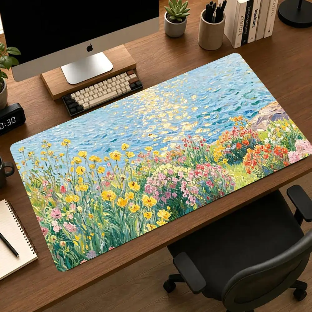 Coastal Garden Floral Mousepad Pc Accessories Desk Interior Gaming Mats Playmat Mouse Mat Office Decor Gamer Setup Decoration