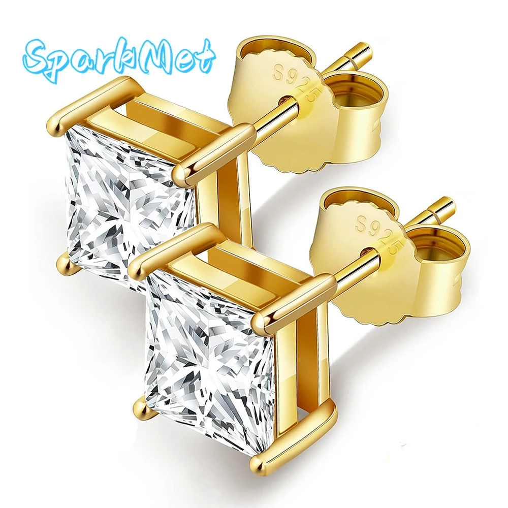 

SparkMet 1 + 1 карат квадратные серьги-гвоздики с муассанитом для женщин с сертификатом пройденный тест на бриллианты S925 серебро свадебные украшения подарок