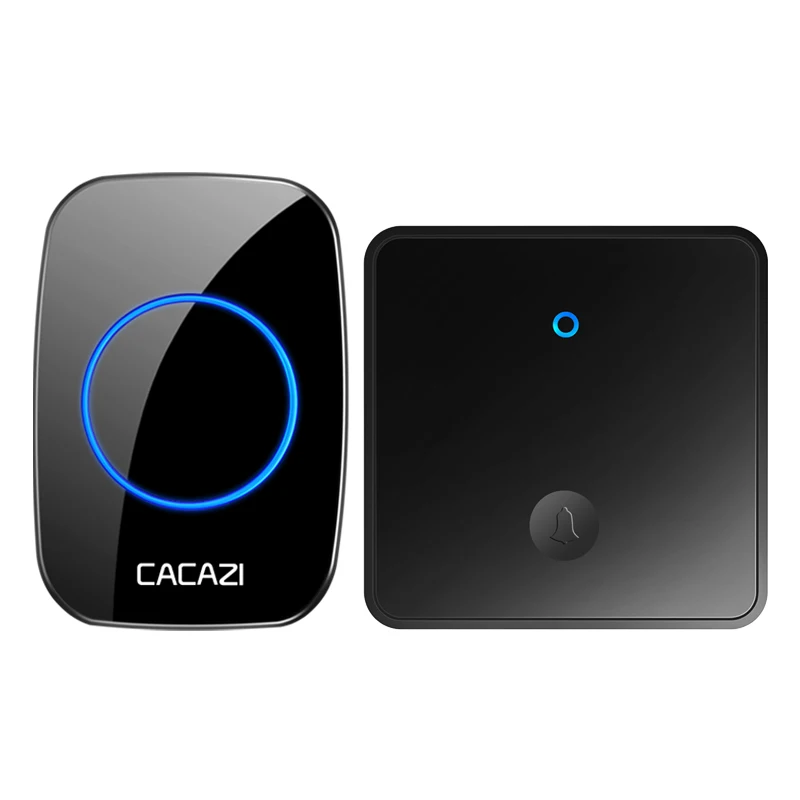 CACAZI Self-powered Home Wireless Doorbell Waterproof No Battery Button US EU UK Plug 60 Chime Wireless Alarm Doorbell (FA58BIG)