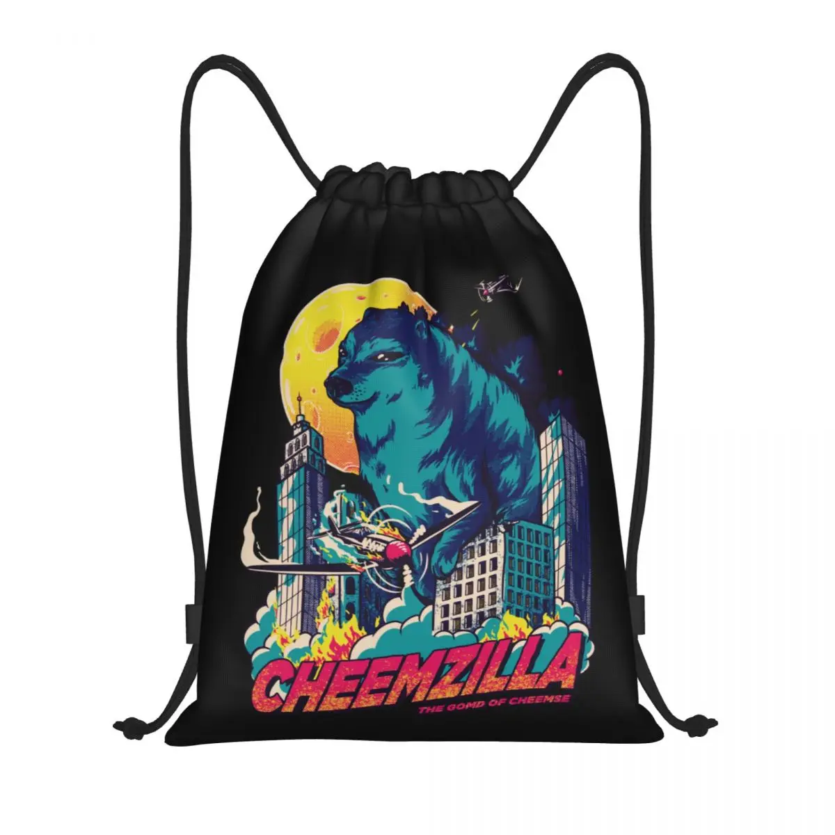 Cheemzilla The Gomd Of Cheemse Drawstring Backpack Bags  Lightweight Kaiju Shiba Inu Gym Sports Sackpack Sacks for Shopping