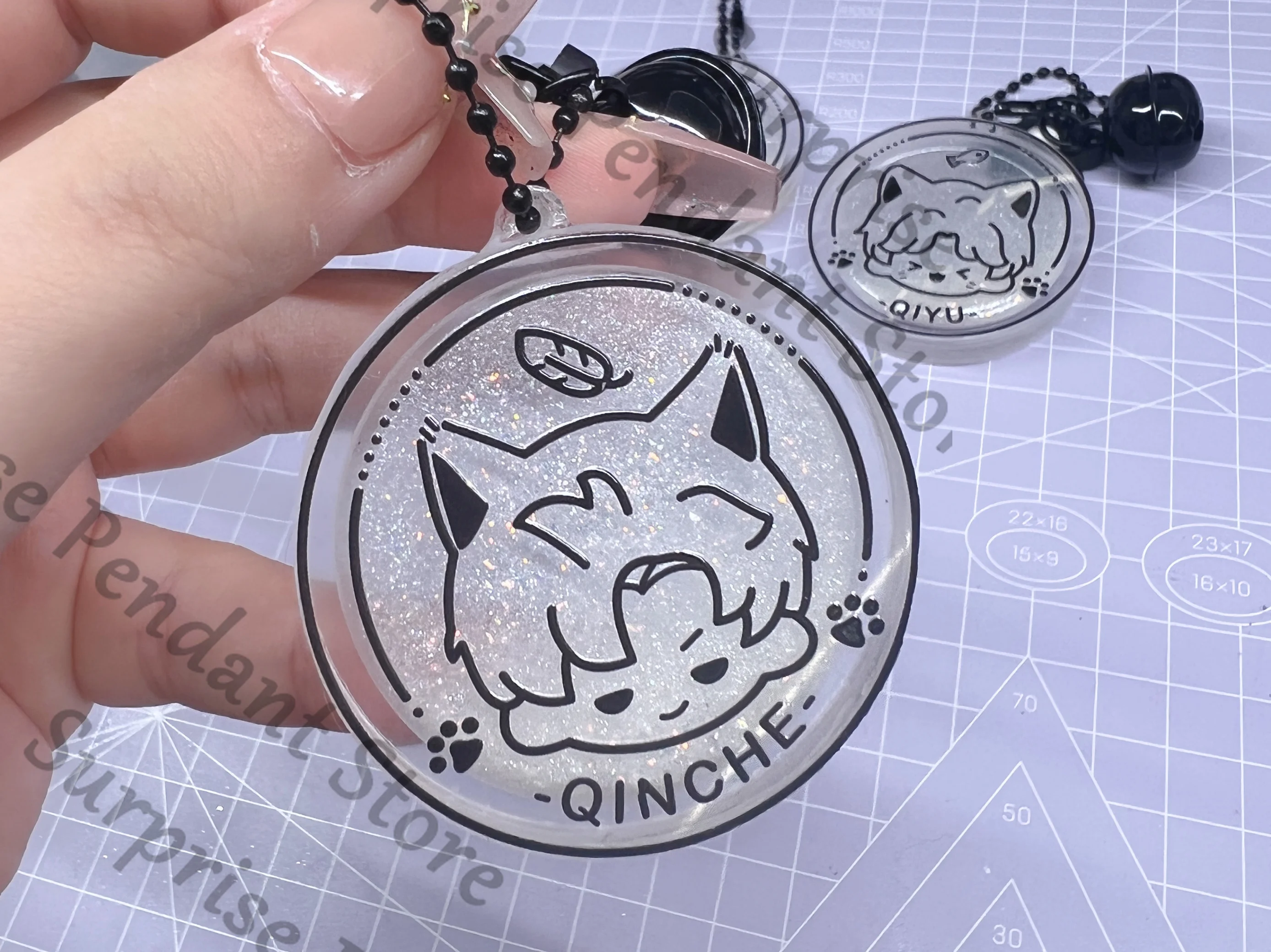 Anime Love and Deepspace Sylus Xavier Zayne Rafayel Cosplay Cartoon Embossment Quicksand Mahjong Pendant Ornament Mascot Gift