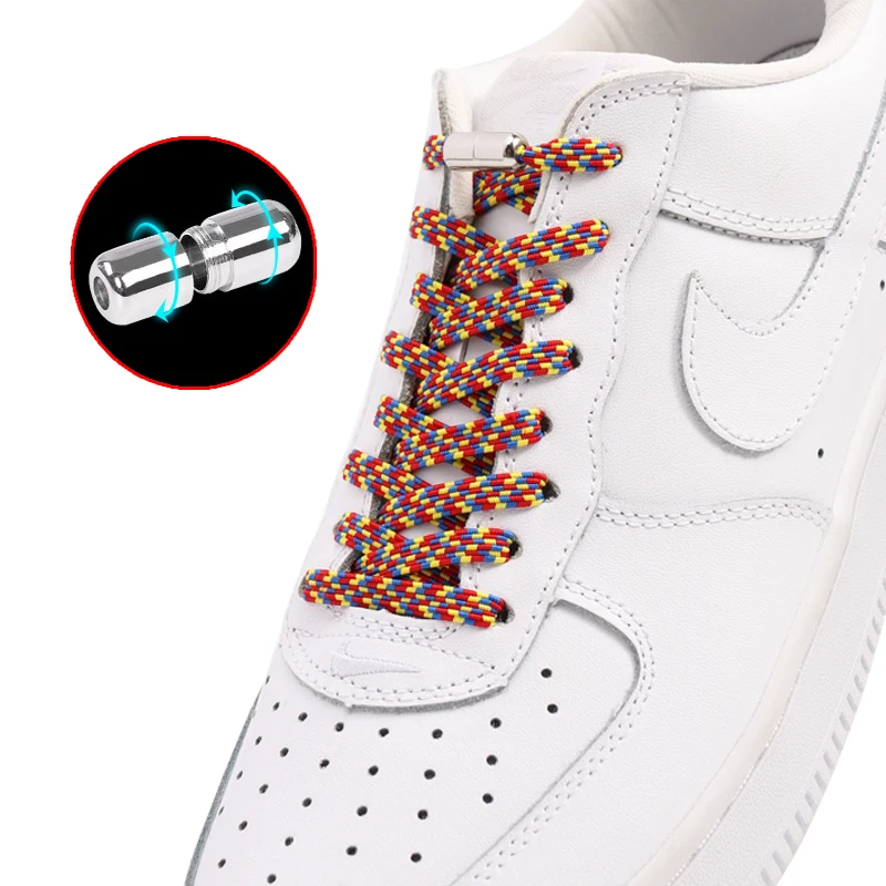 

Elastic Shoe Laces Without Tie Multicolor Shoelaces Flat Capsule Metal Lock For Sneakers Shoes Accessories Lazy Lace 1 Pair