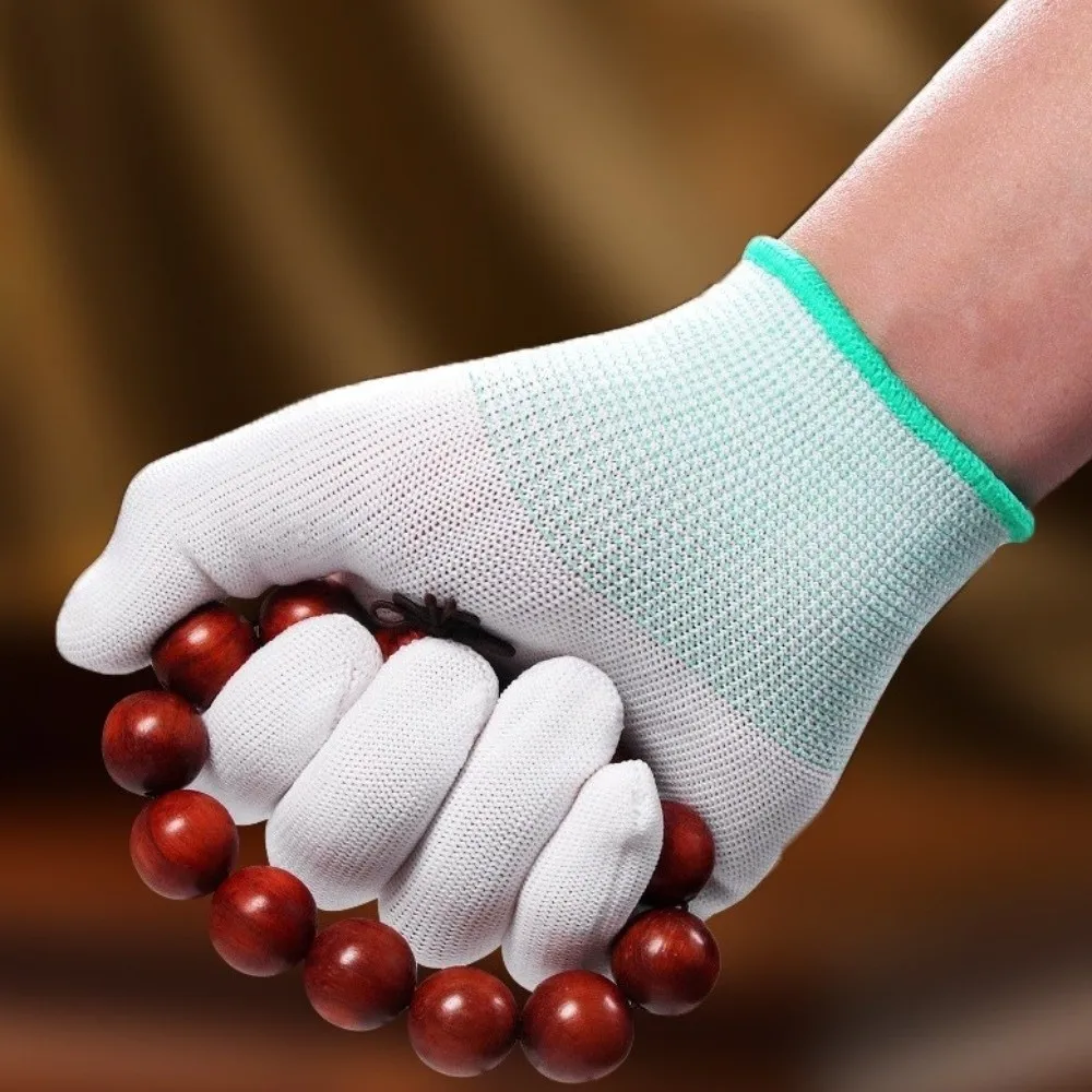12 Pairs Wear Resistant Antique Work Gloves Solid Color Breathable Full Finger Gloves Thickened Cultural Toys Polishing Mittens