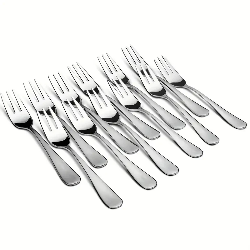 12pcs Stainless Stee Fruit Forks Dessert Forks Mirror Polished Dishwasher Safe Use For Home Kitchen Restaurant(5.4in)