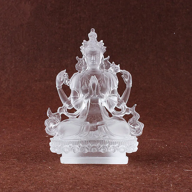 

12cm Resin White Avalokitesvara/Four-arms Guanyin Statue,Sweeping Demon Mascot Home Putting Decoration