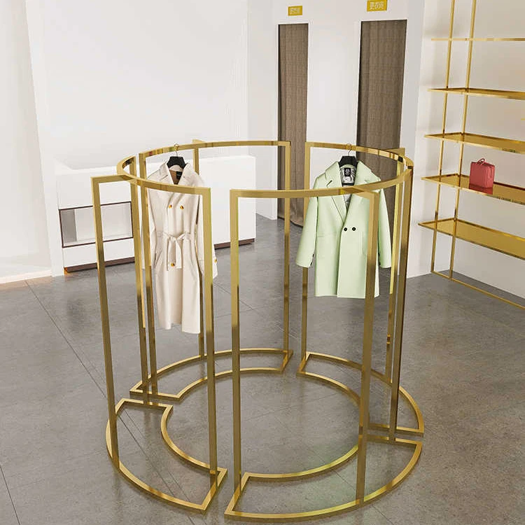 Wholesale Women Boutique Clothing Store Hanger Display Rack Clothes Gold Garment Rack Clothing Rack For Retail Store