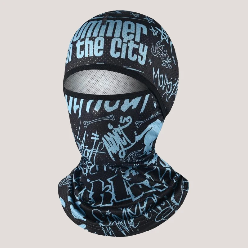 1 Piece Summer Sunscreen Headgear for Men - Embroidered Ice Silk Pattern - Outdoor Sunshade Motorcycle Riding Cap - Face Mask -