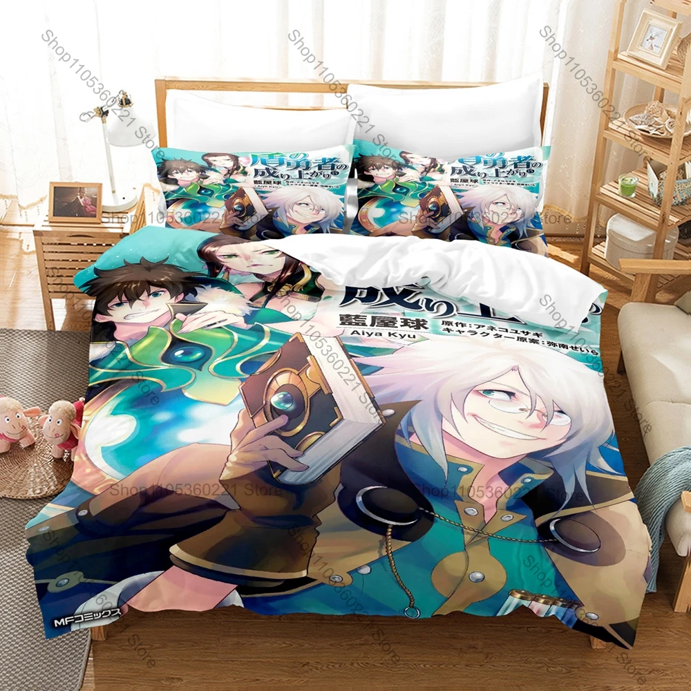 Cool The Rising of the Shield Hero Isekai Anime 3PCS Bedding Set Duvet Cover+2 Pillowcases Soft Polyester Bed Linens For Naofumi