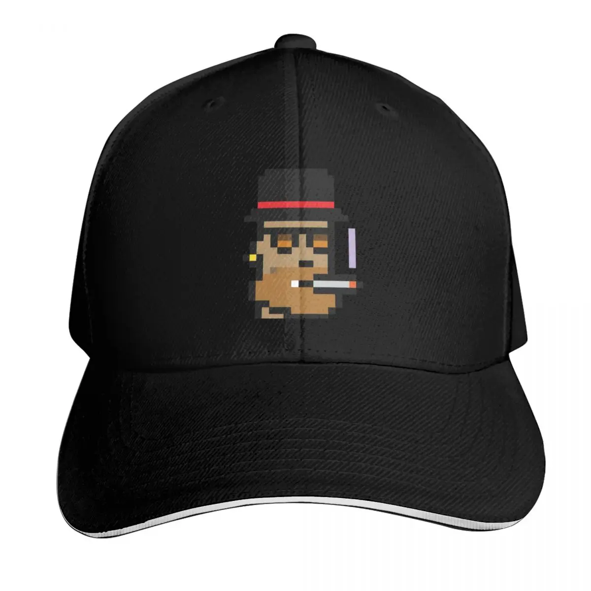 CryptoPunk #8348 Pixel Top Hat &Big Beard&Cigarette NFT Baseball Cap Men Women Casual Summer Sport Sun Cap