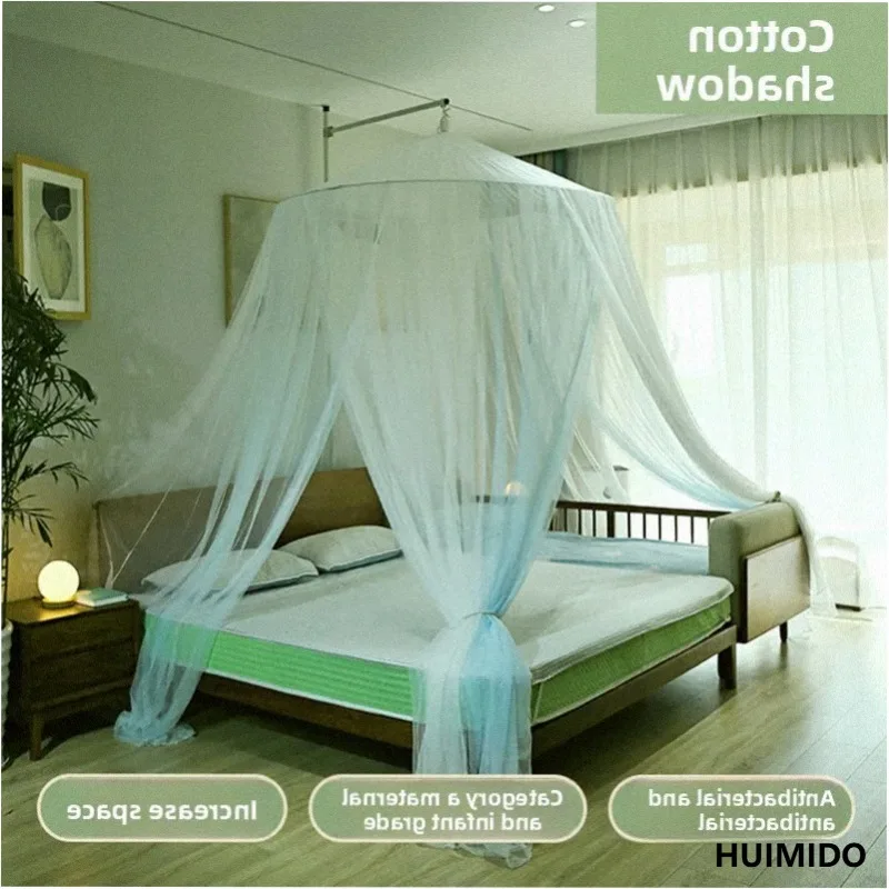 Antibacterial mosquito net dome ceiling hanging type enlarged and widened splicing bed household princess wind floor thickened
