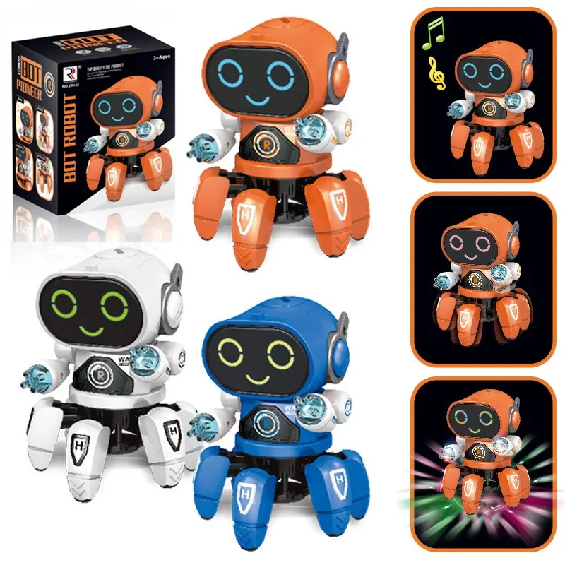 Jouet Robot poulpe à 6 griffes: Robot dansant pour enfants avec musique, lumières LED pour l'éducation précoce, cadeaux d'anniversaire ​
